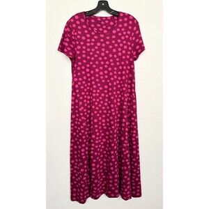 Gudrun Sjoden Polka Dot Short Sleeve Midi Dress Pink Cotton Modal Blend Women S